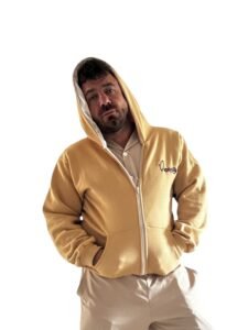 Caramel tracksuit with satin lined hood